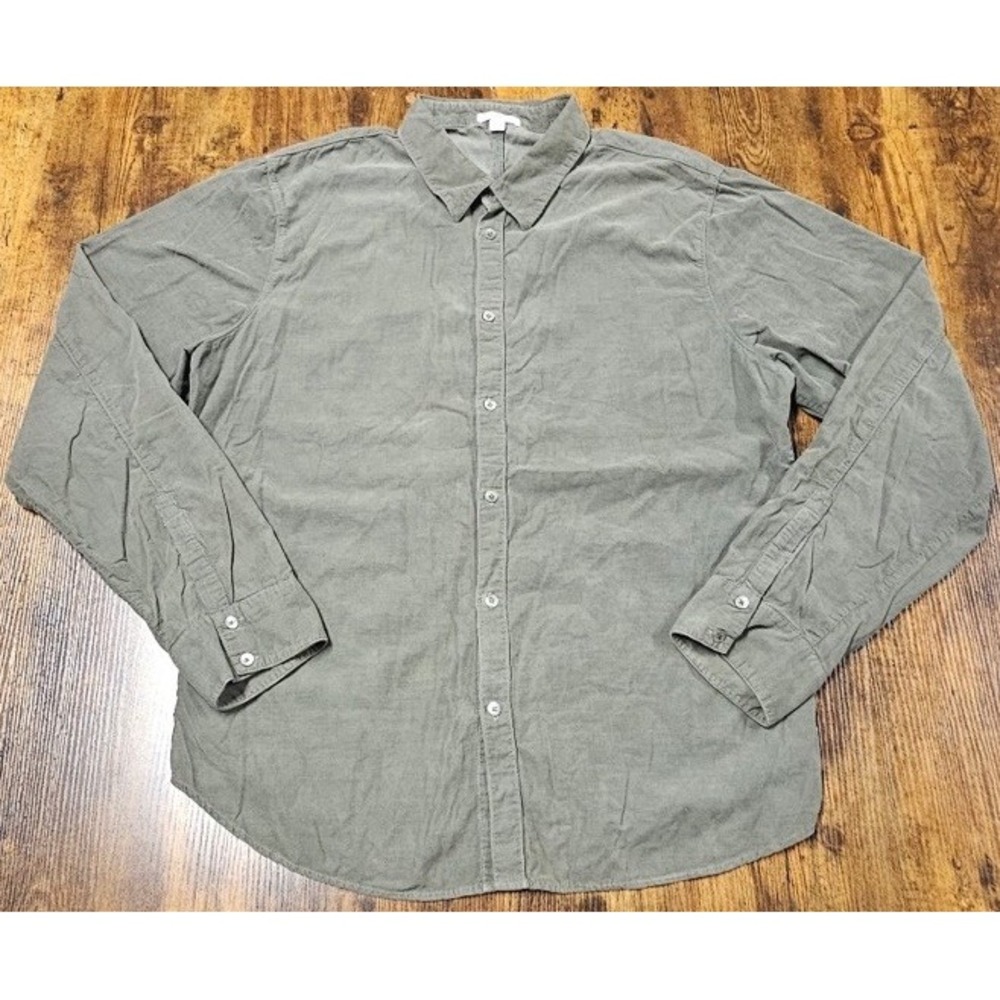 James Perse Sage Green Cotton Corduroy Button-up Shirt Men's Size 4 XL
